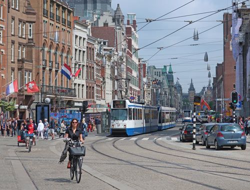 Damrak Street in Amsterdam Netherlands